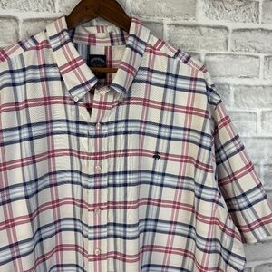 Brooks Brothers Non-Iron Patriotic Plaid Short Sleeve Button Down Shirt Men 3XLT